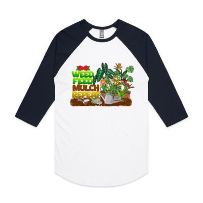 Weed Feed Mulch Repeat (yellow) baseball sleeve Thumbnail