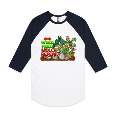 Weed Feed Mulch Repeat (red) baseball sleeve Thumbnail